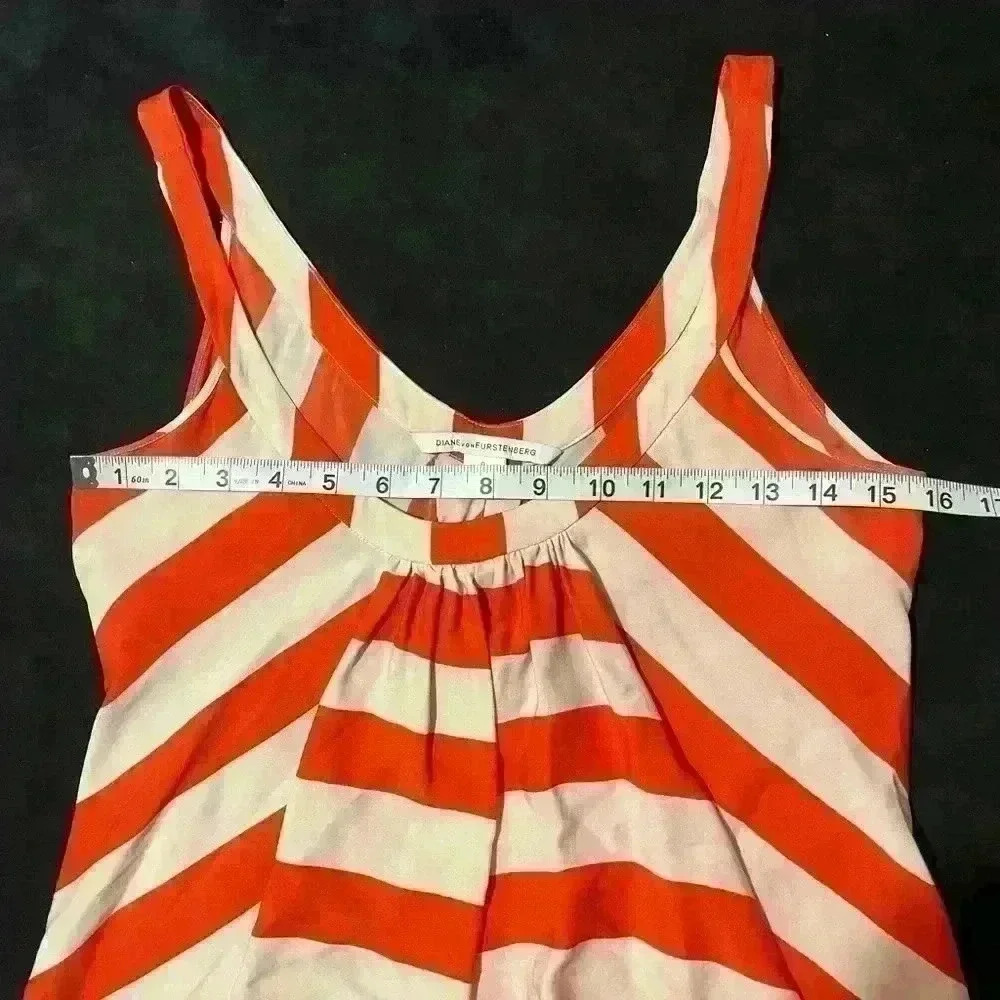 Diane Von Furstenberg Pastel Summer Striped Nautical Pink Silk Womens Size 4 DVF - Picture 4 of 5
